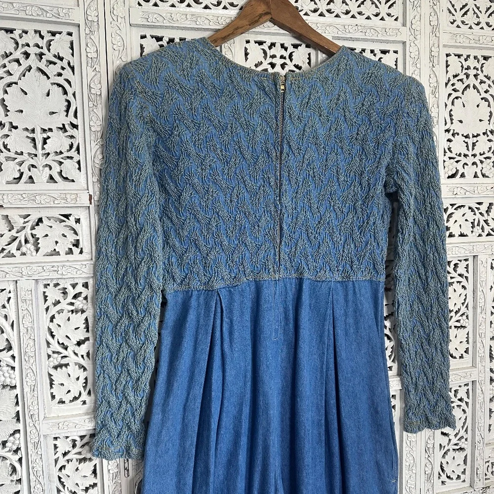 Vtg NWT Cache Chambray Long Sleeve Stretchy‎ Wide Leg Jumpsuit Sz Medium - Picture 4 of 7